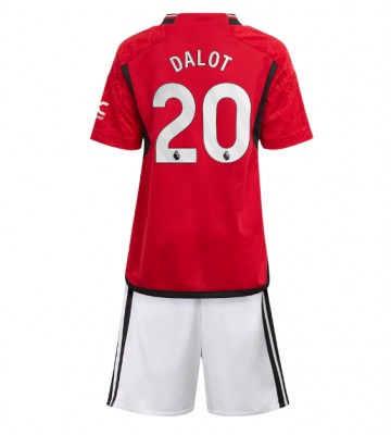Manchester United Diogo Dalot #20 Hjemmebanesæt Børn 2023-24 Kort ærmer (+ korte bukser)